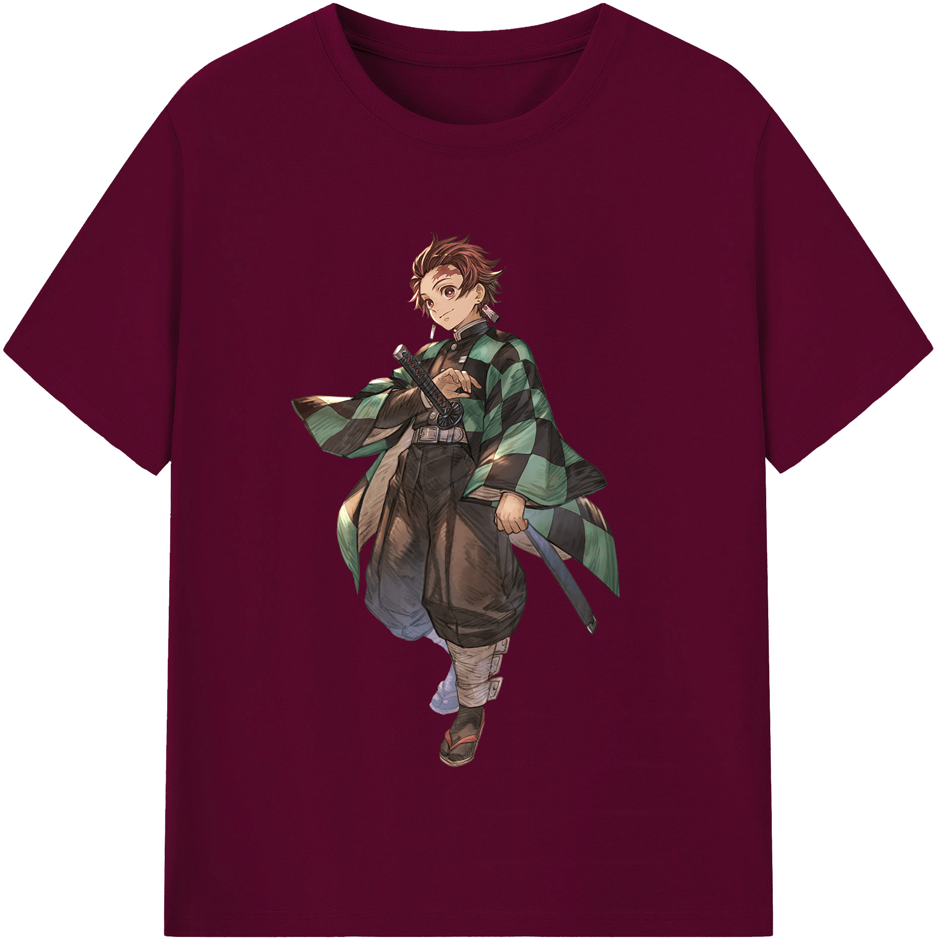 （画像用） 鬼滅の刃 竈門 炭治郎／かまど たんじろう Kamado Tanjirou レディースカジュアルプリントTシャツ（綿100％）